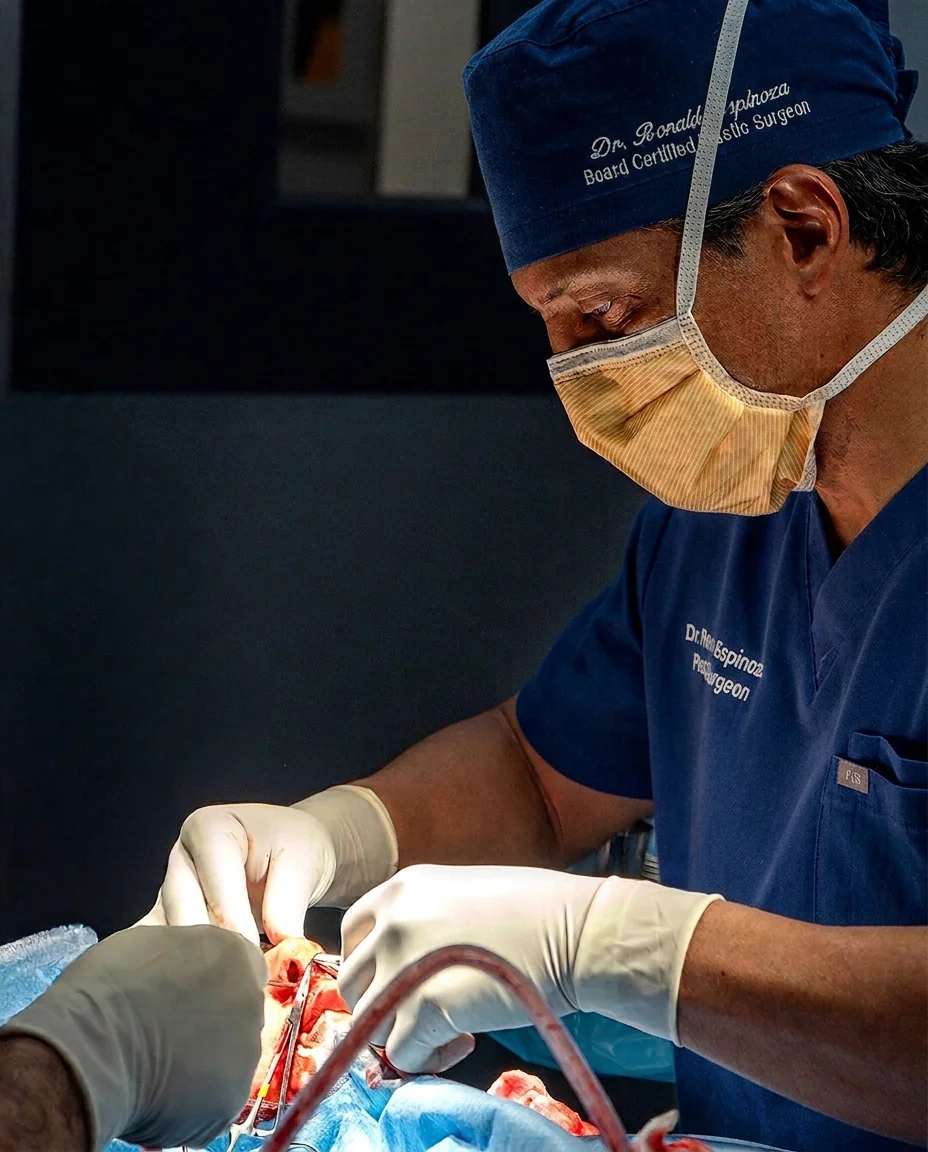 Dr. Ronald Espinoza performing plastic surgery in the operating room